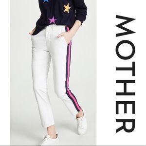Mother Denim White Pants with Racer Stripe